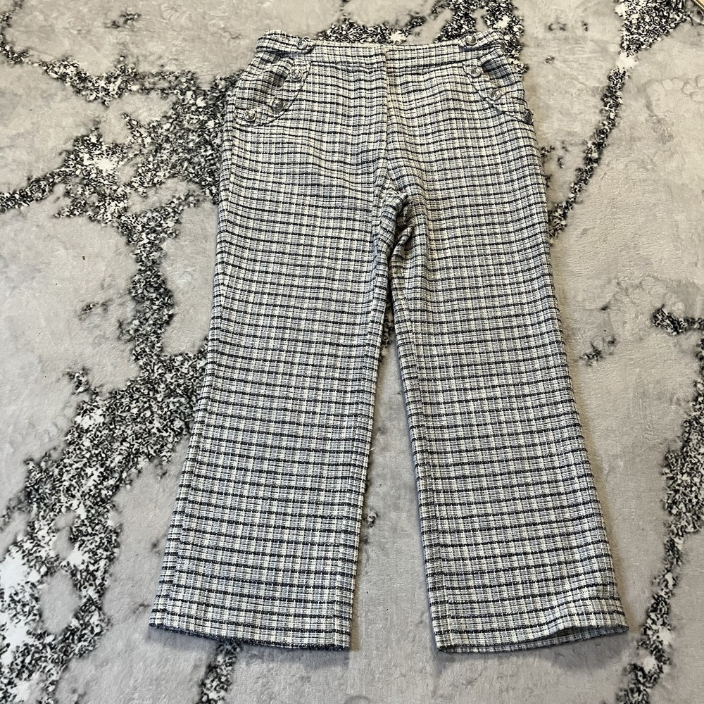 BCBGeneration Pants Womens Size M Blue Black Tweed Cropped Sailer Nautical